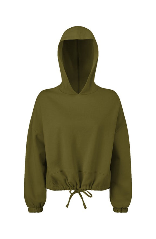 Ladies&amp;#39; Cropped Oversize Hooded Sweatshirt