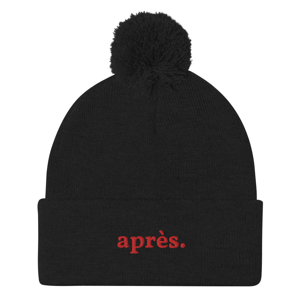 apres ski beanie - red font