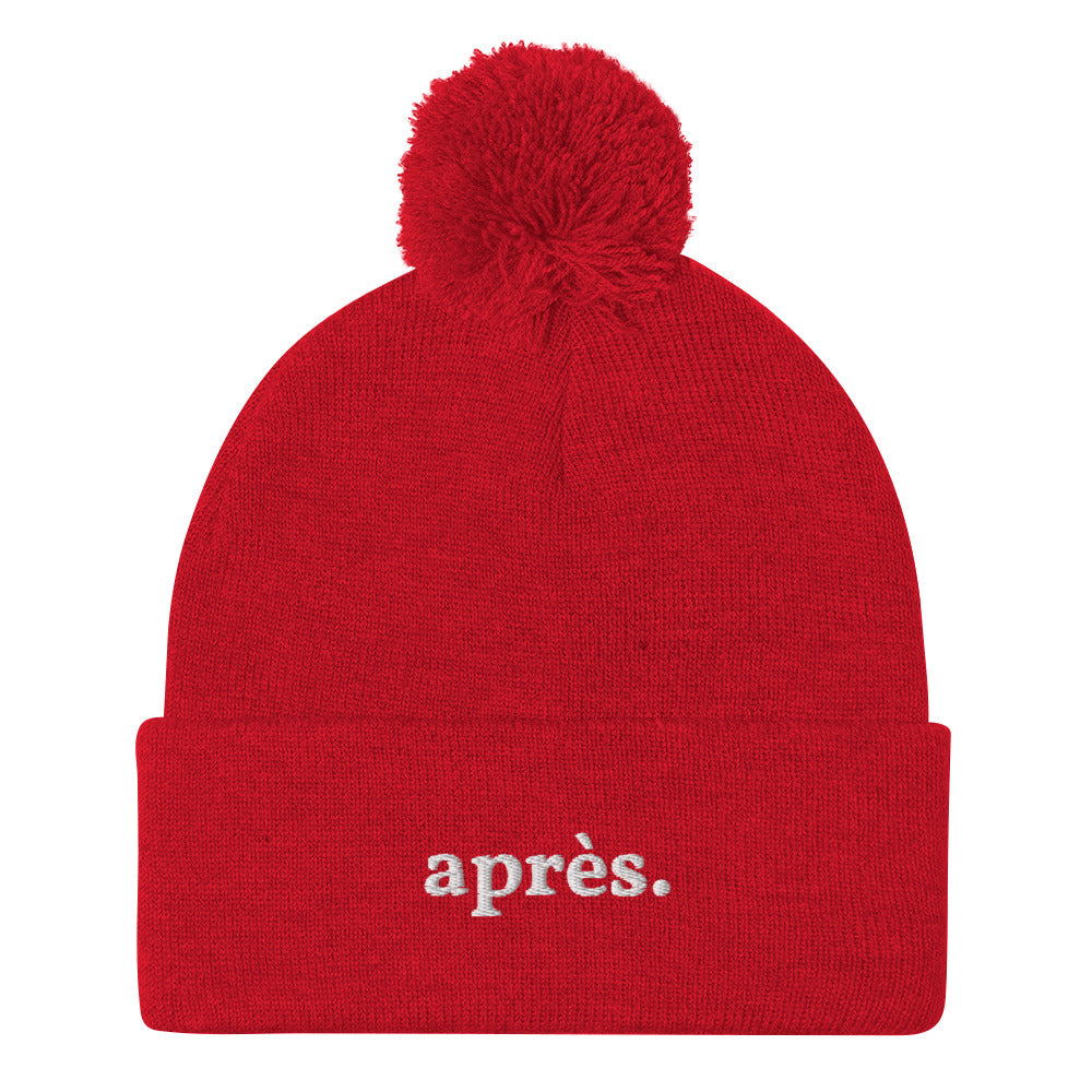 apres ski beanie - white font