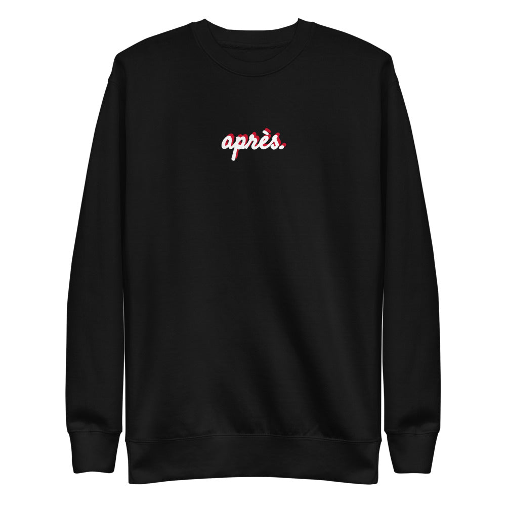 apres ski crew neck sweatshirt – cursive