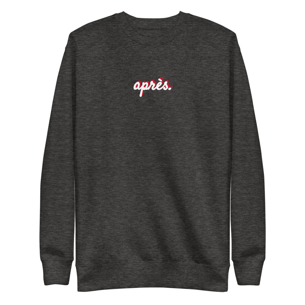 apres ski crew neck sweatshirt – cursive