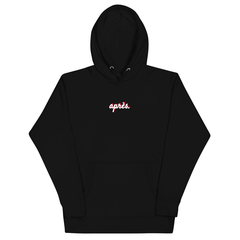 apres ski hoodie - cursive