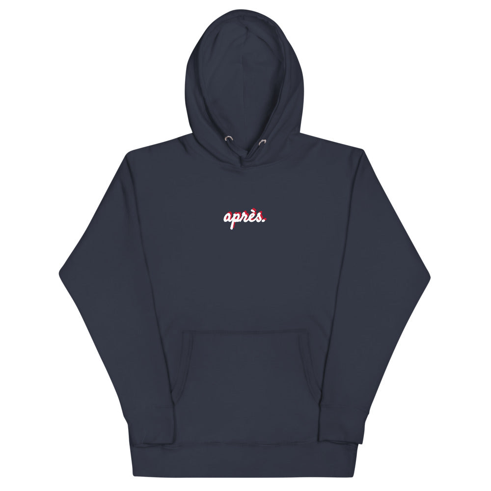 apres ski hoodie - cursive